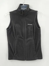 Columbia Womens Sweater Jacket Vest Sleeveless Size Small Solid Black Full Zip