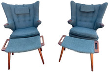 RARE SET 2 Hans Wegner Papa Bear AP19 Lounge Chair Ottoman AP29 by AP Stolen LOT