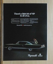 1968 magazine ad for Plymouth - VIP, Really Elegant Car, Beat Goes On