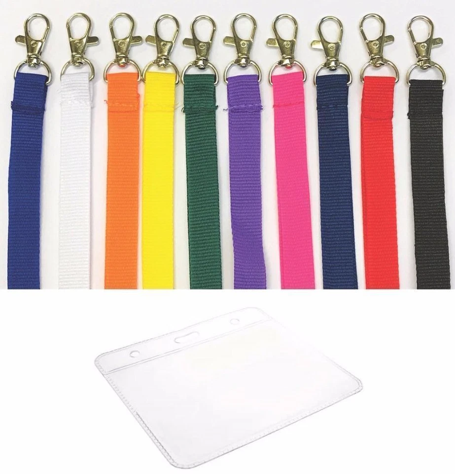 Plain Lanyard Neck Strap 15mm Lanyard With Flexible Wallet ID Pass Badge Holder