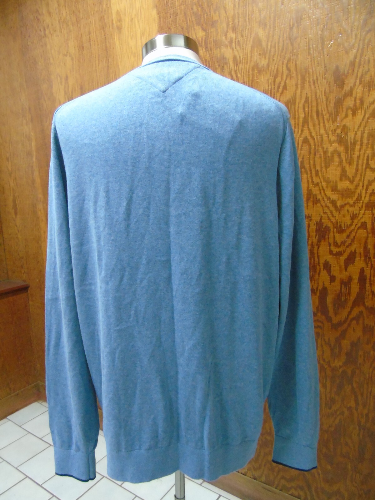 Tommy Hilfiger Men’s Essential Contrast Cardigan Button Front Blue Cotton Sz XXL image 5