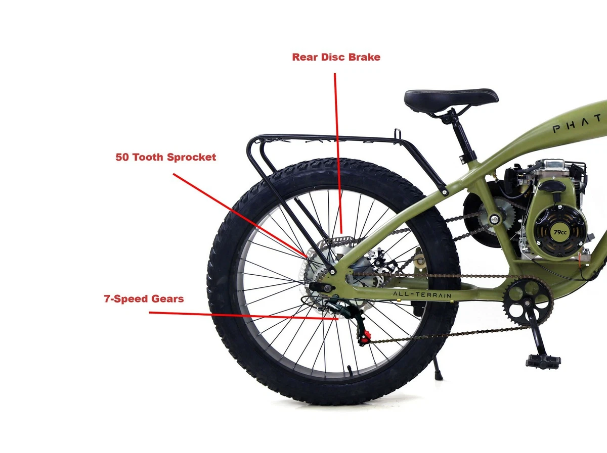 PHATMOTO ALL TERRAIN Fat Tire 2022 79cc Motorized Bicycle Matte