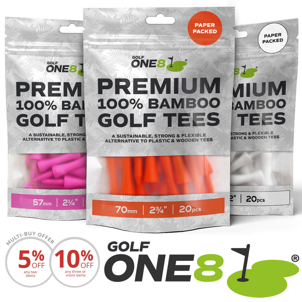 Golf One8 Castle Bamboo Golf Tees - Pink 57mm Golf One8 Castle Bamboo Golf Tees - Pink 57mm