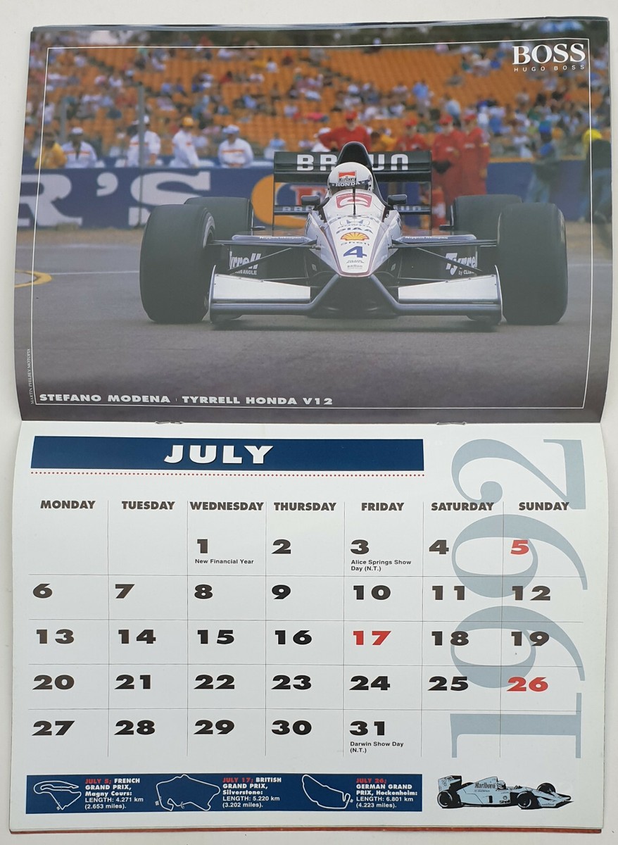 TAMIYA　F1カレンダー　１９９２年 TAMIYA F1カレンダー 1992年