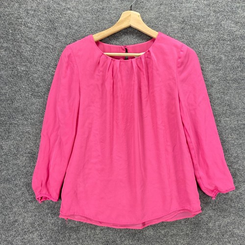 J.Crew Top Women 0 Pink Silk Blouse Long Sleeve Lined - Picture 1 of 13