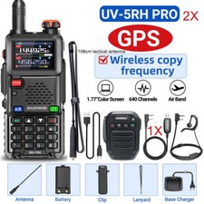 BAOFENG 5RH GPS WALKIE TALKIE MULTI BAND RECHARGEABLE TWO WAY RADIO 108CM KIT 2X