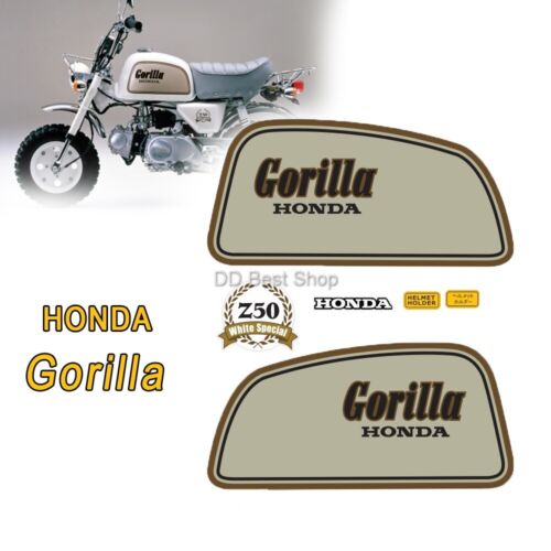 Sticker Emblem L/R Pair Side Fuel Tank For Honda White Gorilla V6 Z50 Monkey Jap - Afbeelding 1 van 4