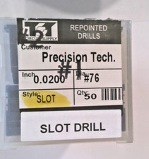 TCT REPOINTED DRILLS SLOT 76 0.0200" DIA 0.217" FLUTE LOT OF 50 