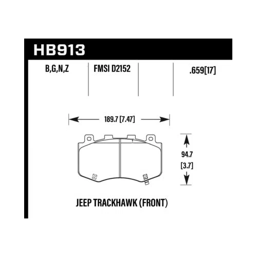 Pastillas de freno Hawk HB913B.659 Street 5,0 HPS 5,0 para Jeep Grand Cherokee 18-19 Foto 4 de 4