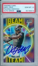 Oneil Cruz RC 2022 Stadium Club Chrome Beam Team PSA DNA Gem Mint 10 Auto