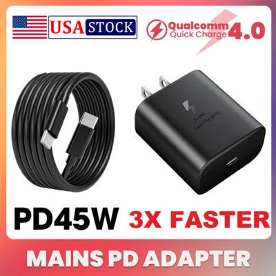 45W Fast Charger Wall Adapter Type C Charging Cord For Samsung Galaxy S23 S22 +