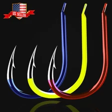 50 pcs box Colored High Carbon Steel ISE Fishing Barbed Hooks - HC