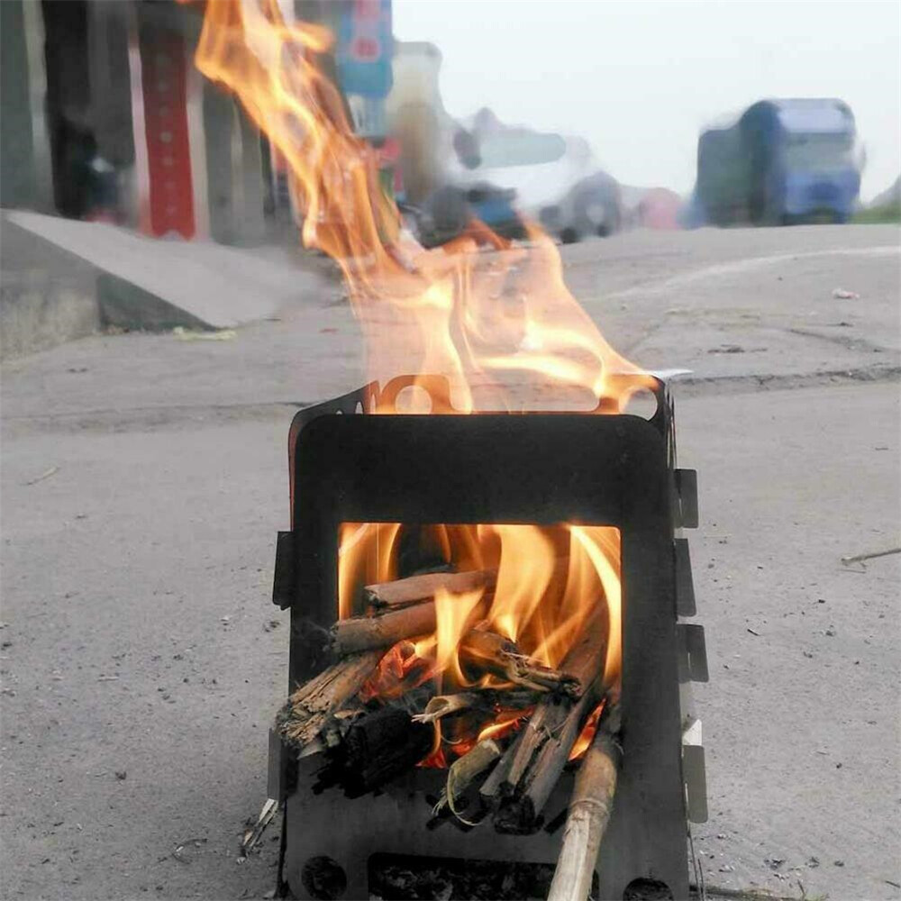 Portable Camping Wood Stove Backpacking Folding Lightweight Pocket Stove |  eBay