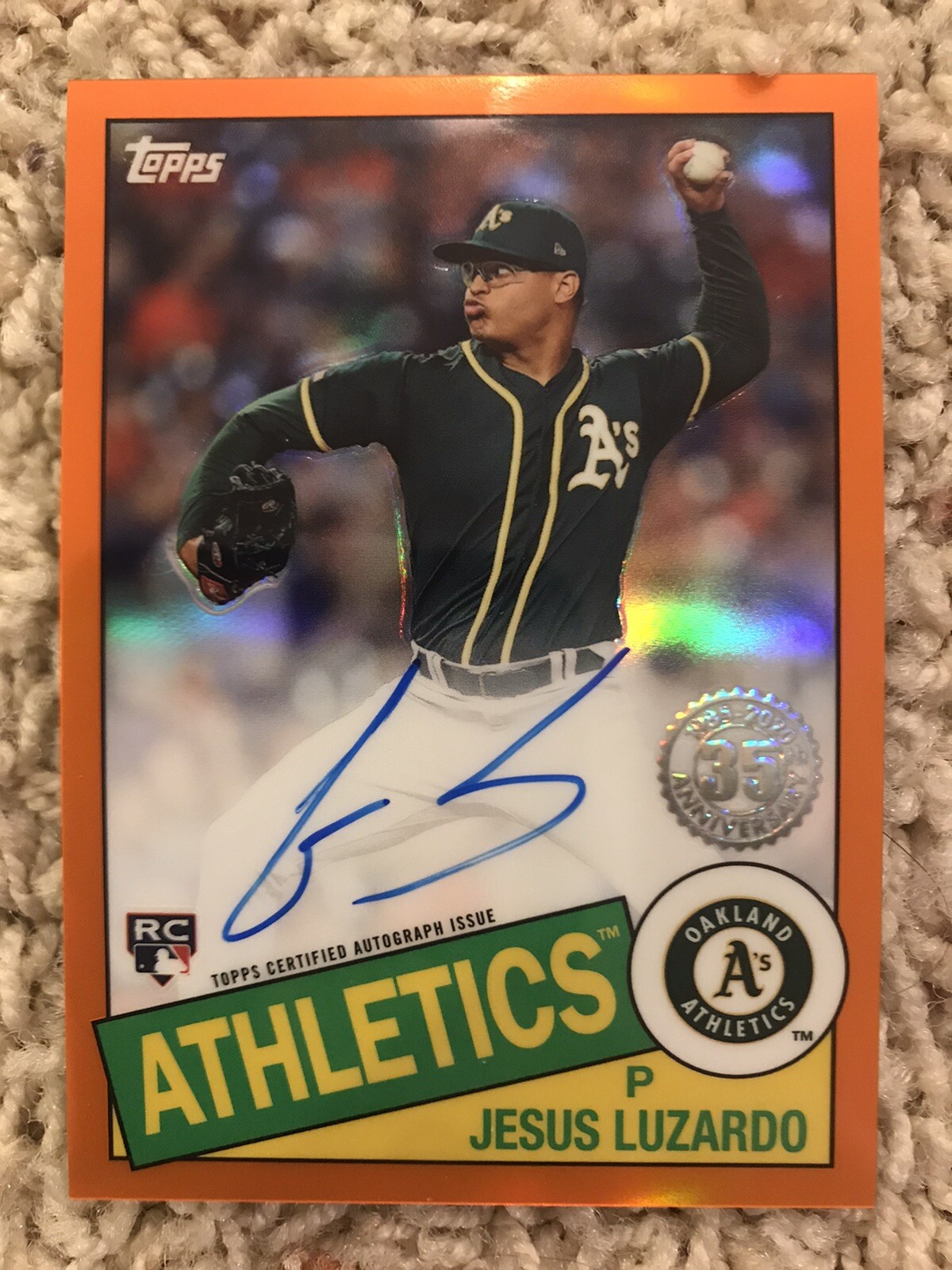 JESUS LUZARDO 2020 Topps Chrome 35th ORANGE REFRACTOR Auto # 21/25 On Card RC