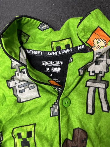 Minecraft Boys Size 8 Button Up Pajama Shirt NWT - Picture 2 of 4