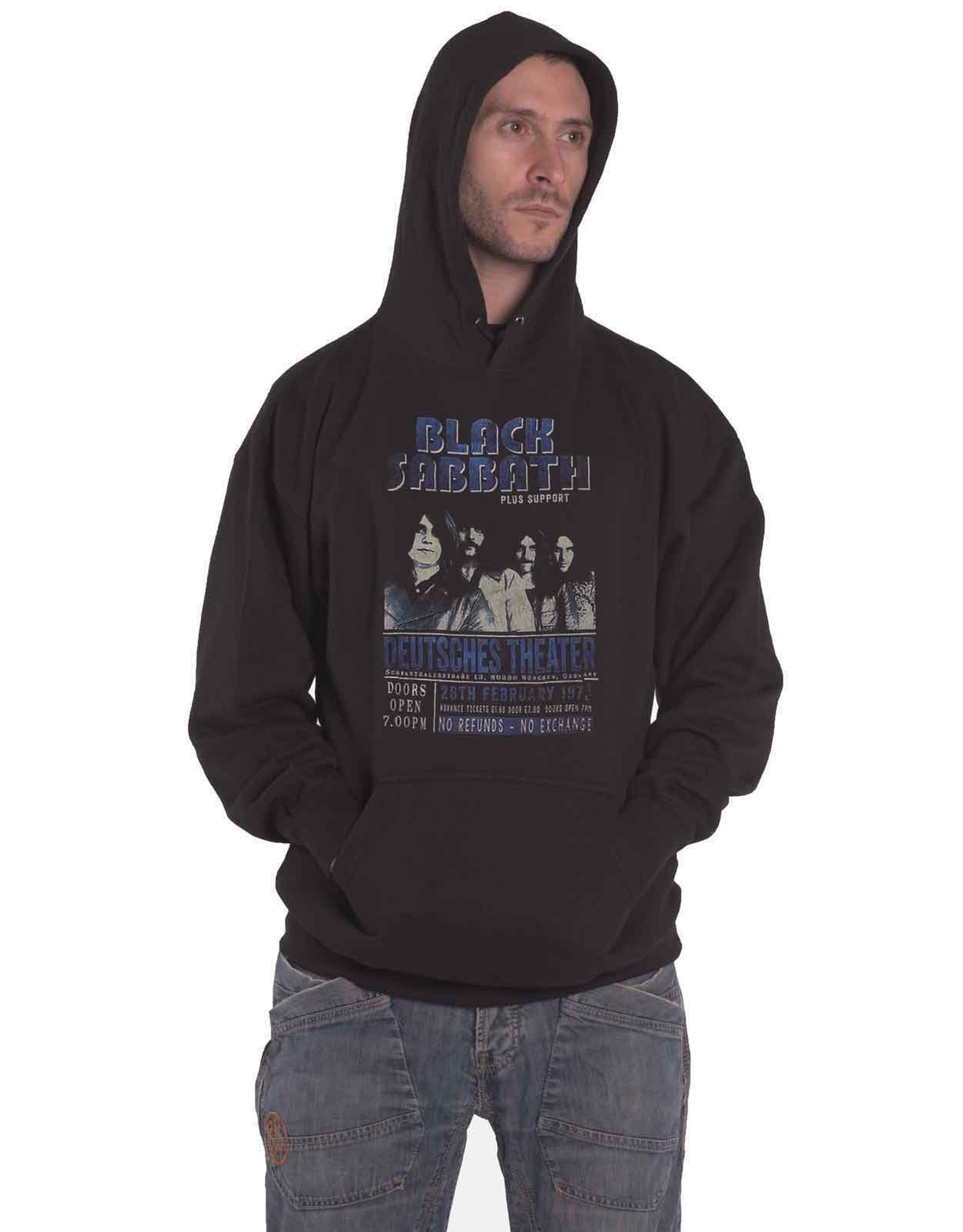 Black Sabbath Hoodie Deutsches 1973 Band Logo new Official Mens Black Pullover