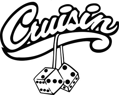 Crusin' fuzzy dice Vinyl Decal Sticker 43 different colors available