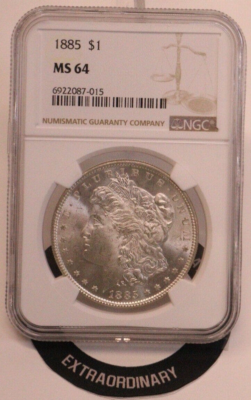 1885 $1 Morgan Silver Dollar - NGC MS64 GENUINE BEAUTIFUL COIN