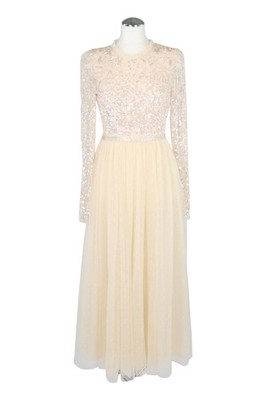 Needle & Thread Damen Kleid Gr. 34 (UK 8) Creme A-Linie Abendkleid Dress