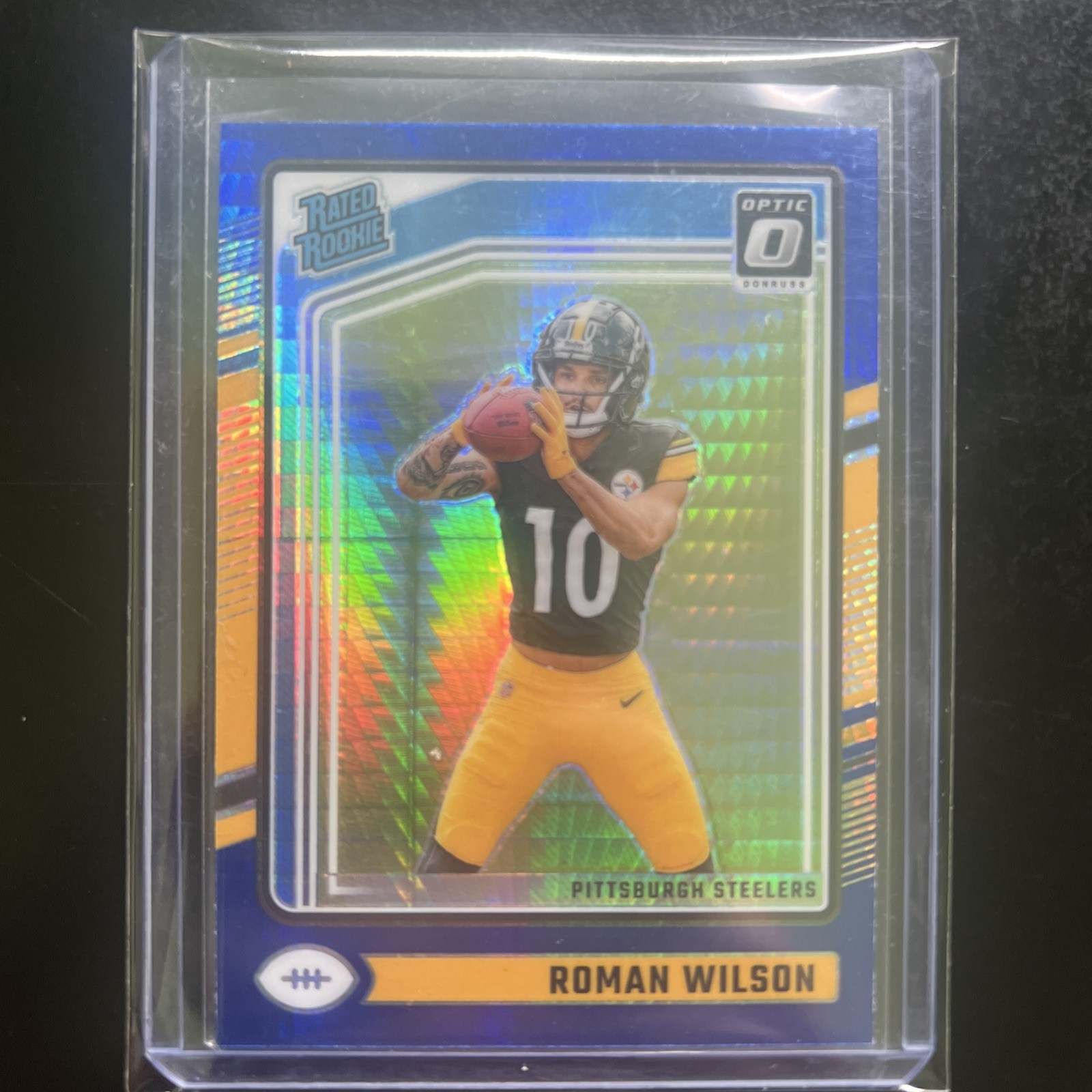 2024 Panini Donruss Optic Rated Rookie Roman Wilson #285 Blue Hyper Prizm (RC)