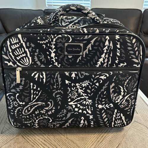 Vera Bradley Black Paisley Noir Rolling Suitcase Carry On Work Laptop Bag