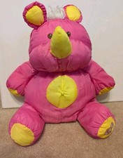 Vintage 1987 Puffalumps Fisher Price Hawaiian Rhino Plush Stuffed Toy 1980's