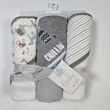 Baby Kiss Hooded Towel Unisex Gray 3 Pack Safari Elephant Chillin Bath Set Gift