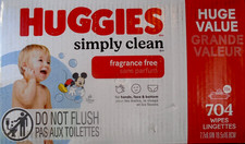 Huggies Simply Clean Unscented Baby Wipes - 11 Flip Top Packs 704 Wipes Total 