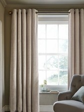 Image of Natural Matte Chenille Blackout Thermal Eyelet Curtains Pair 168 x 183
