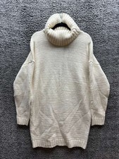 NWT Asos Roll Neck Knitted Pullover Mini Sweater Dress Cream Womens Size 8 Tall