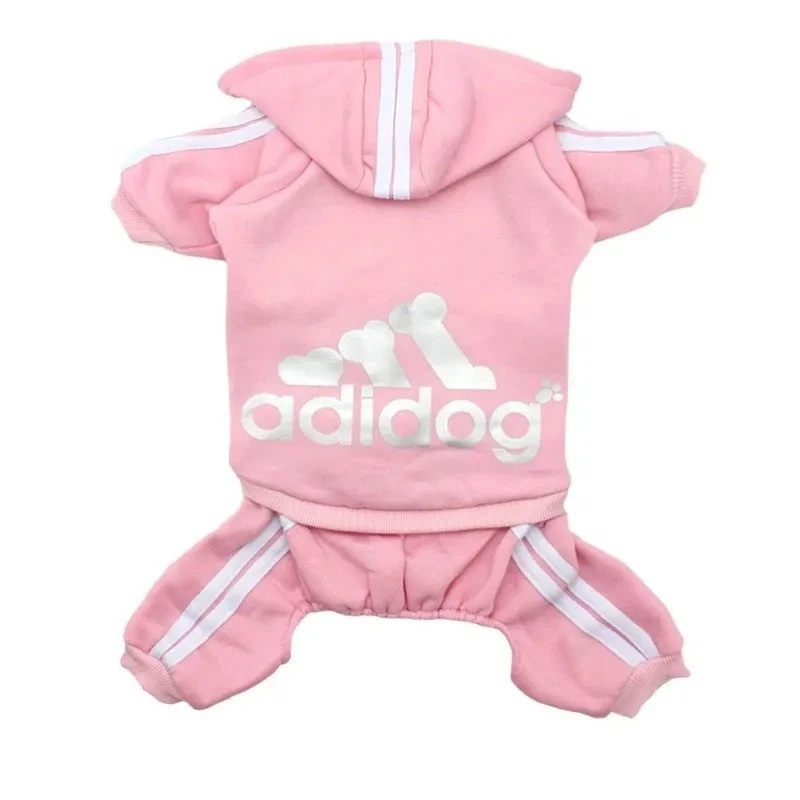 Adidog Pet Dog Warm Hoodie 4/Legs Classic Jumpsuit Puppy Coat Sweatshirt Clothes - Image 3 of 4