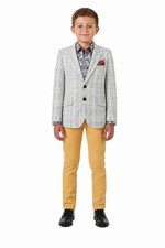 Slim Fit Windowpane Blazers Sports Coat for Boys