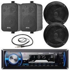 Pyle PLMRB29B 1 DIN Stereo USB Receiver,2x 6.5" Speakers, 2x 4" Speakers,Antenna