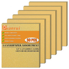 50 PCS 1/4 Sandpaper Sheets, 80/120/150/220/320/400 Grit Sandpaper Assortment fo