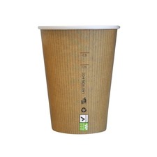 PacknWood 210GCBIO12 Compostable Paper Cup Single Wall - 12oz D:3.5in H:4.4in...