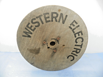 Vintage Western Electric Wooden Cable Spool Harris Reels Rutland VT 18x8''  USED