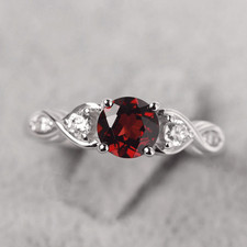 Red Garnet Gemstone 925 Sterling Silver Dainty Women Ring Duty Free