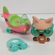 Littlest Pet Shop LPS French Bulldog 1847 Dog Pets On The Go Goggles Scooter