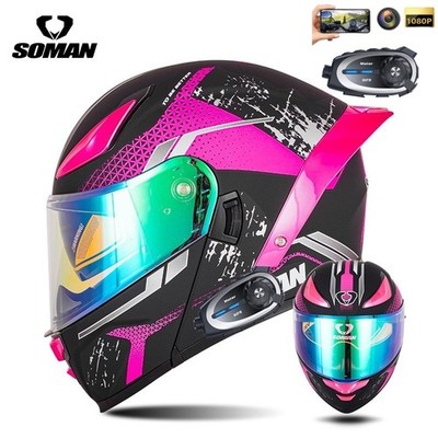 Full Face Helmet with Built In Bluetooth Camera and Intercom for Motorcyclists