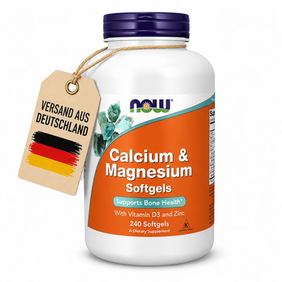 NOW Foods Calcium Magnesium 240 Softgels Vitamin D3 Zink Calcium Magnesium