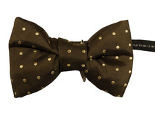 NWT TOM FORD Dk Brown w Tonal Polka Dot Pre-Tied Silk Bow Tie ITALY 4.5 "x 2.75"