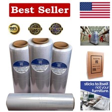 Industrial Strength 18" Stretch Film, 1500' Clear Heavy-Duty Wrap - 4 Rolls