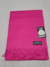 Woolmark Lambswool Scarf Womens 70"x10" Fuchsia 100% Pure New Wool Soft Fringe