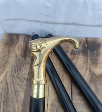 Hand carved designer wooden shaft with Brass Skull head handle knob walking cane