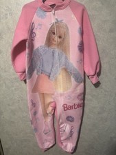 VINTAGE 1996 Girls Barbie Pajama Zip up Sleeper - Size 6