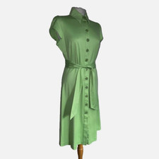 Jenny Dyer London Shirt Dress Lime Green 14 Short Sleeve Midi Button Front