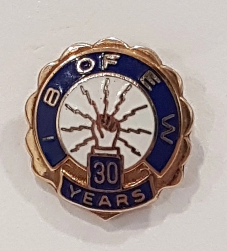IBEW( intl. brotherhood of electrical workers) 30 Years 10K GOLD Lapel Pin