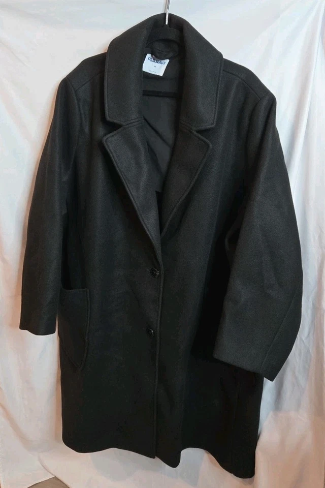 Old Navy Women's Plus Size 4X Black 3/4 Length Dress Coat, Pea Coat  - Image 3 of 4