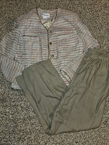 THE VERY THING VINTAGE Cotton / Silk Blend TOP & PANTS SET OUTFIT WOMENS 12 / M