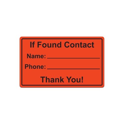 Orange If Found Contact Sticker Decal